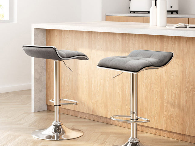Artiss 2x Bar Stools Linen Padded Gas Lift