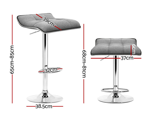 Artiss 2x Bar Stools Linen Padded Gas Lift
