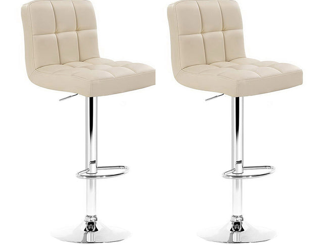 Artiss 2x Bar Stools Leather Gas Lift Beige