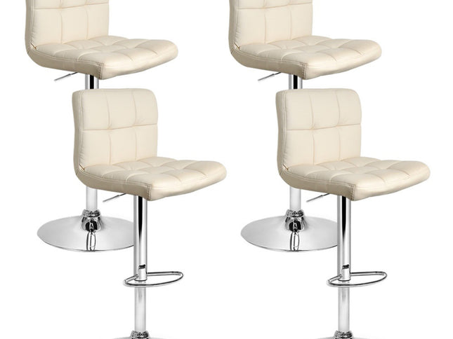 Artiss 4x Bar Stools Leather Gas Lift Beige
