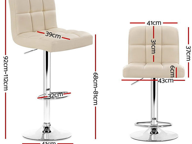 Artiss 4x Bar Stools Leather Gas Lift Beige