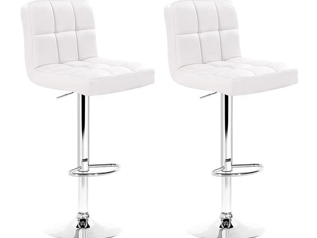 Artiss 2x Bar Stools Leather Gas Lift White
