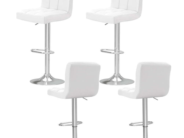 Artiss 4x Bar Stools Leather Gas Lift White