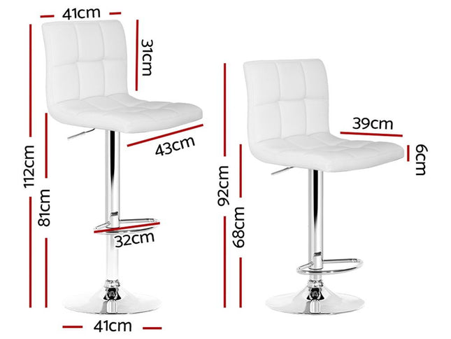 Artiss 4x Bar Stools Leather Gas Lift White