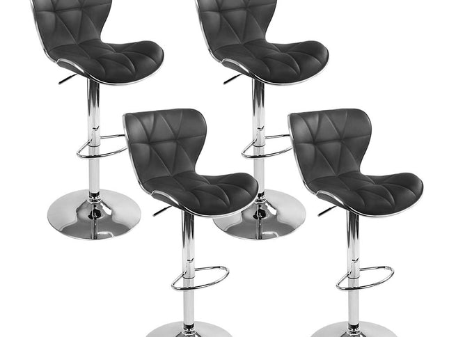 Artiss 4x Bar Stools Gas Lift Leather Seat Black