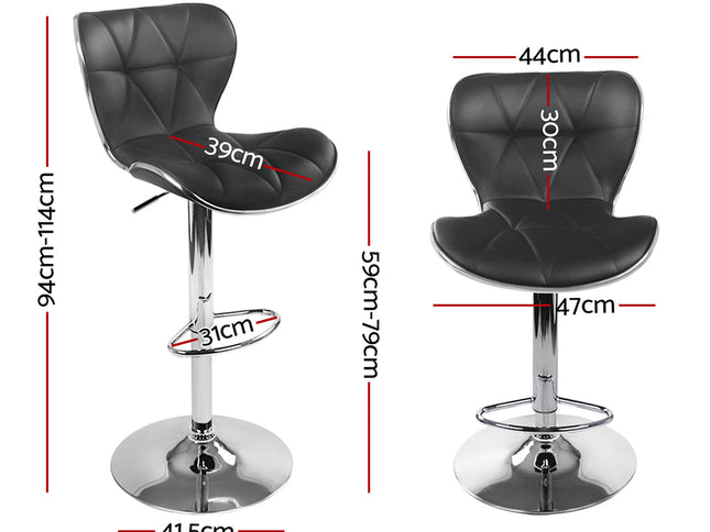Artiss 4x Bar Stools Gas Lift Leather Seat Black