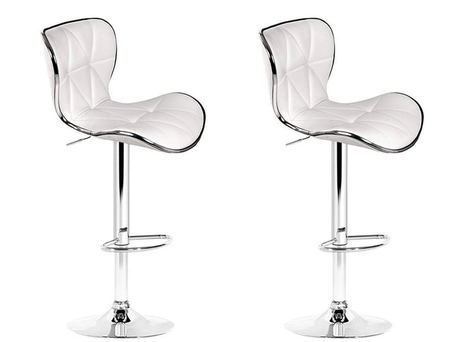 Artiss 2x Bar Stools Gas Lift Leather Seat White