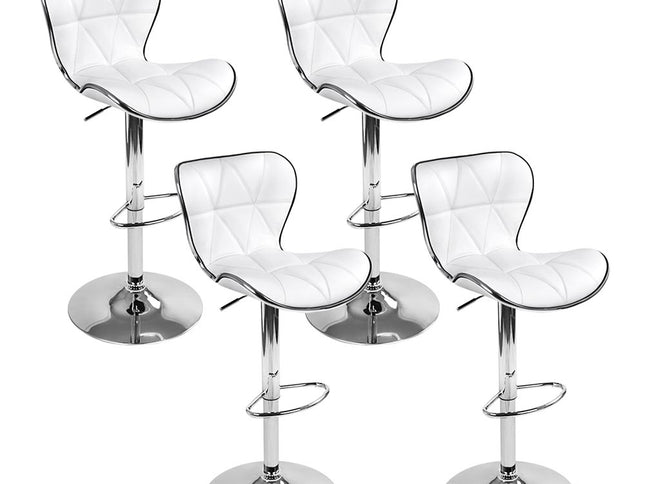 Artiss 4x Bar Stools Gas Lift Leather Seat White