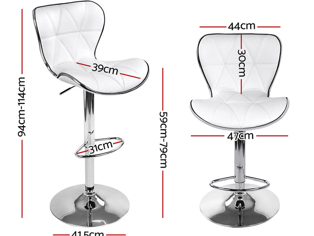 Artiss 4x Bar Stools Gas Lift Leather Seat White