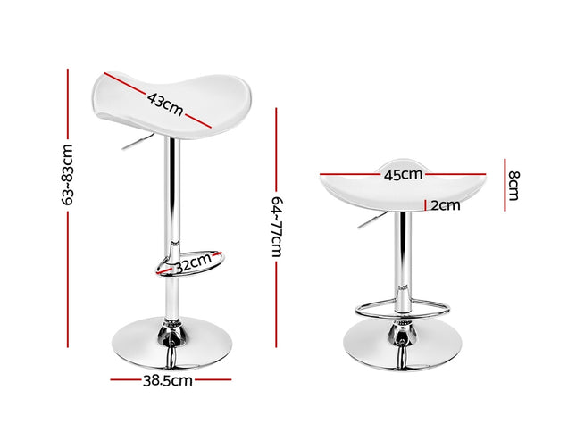 Artiss 2x Bar Stools Leather Gas Lift Chair White