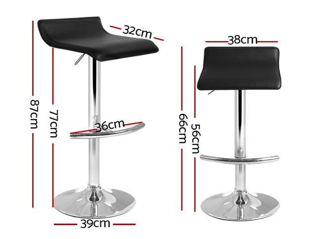 Artiss 2x Bar Stools Adjustable Gas Lift Chairs Black