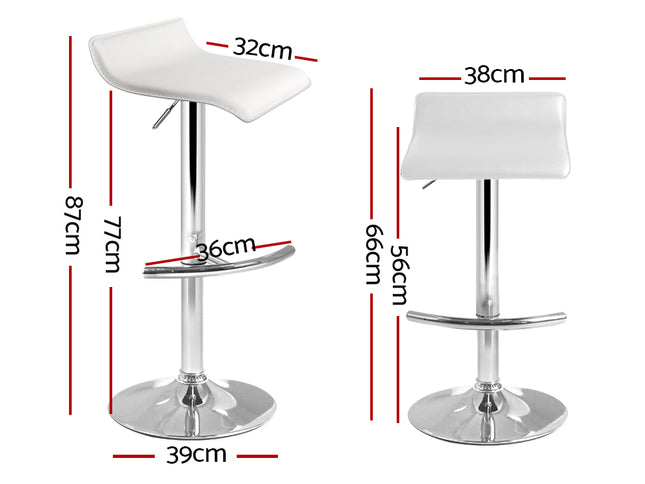 Artiss 2x Bar Stools Adjustable Gas Lift Chairs White