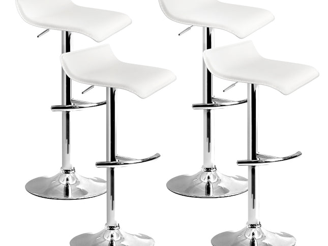 Artiss 4x Bar Stools Adjustable Gas Lift Chairs White