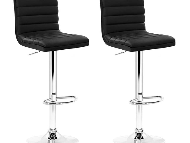 Artiss 2x Bar Stools Padded Leather Gas Lift Black