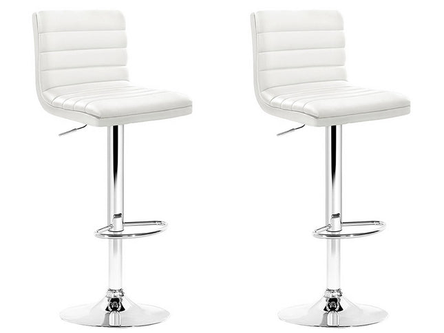 Artiss 2x Bar Stools Padded Leather Gas Lift White