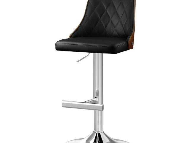 Artiss Bar Stool Bentwood Swivel Adjustable Kitchen Counter Stool Leather Black