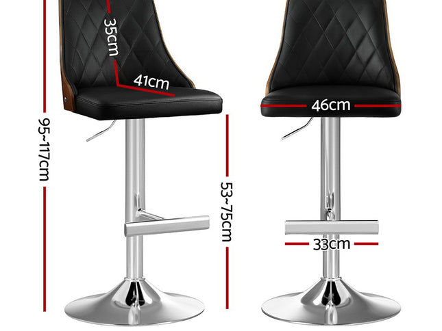 Artiss 4X Bar Stool Wood Swivel Adjustable Kitchen Counter Stool Leather Black