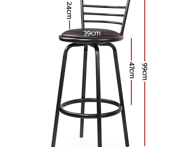 Artiss 2x Bar Stools Swivel Leather Padded Metal