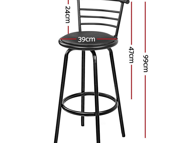 Artiss 4x Bar Stools Swivel Leather Padded Metal
