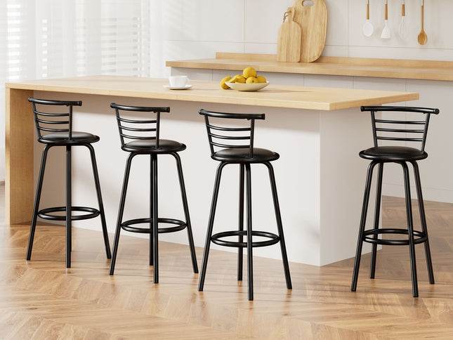 Artiss 4x Bar Stools Swivel Leather Padded Metal