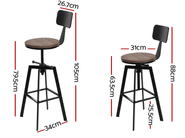Artiss Bar Stools Kitchen Counter Chairs Vintage Metal Chairs x2