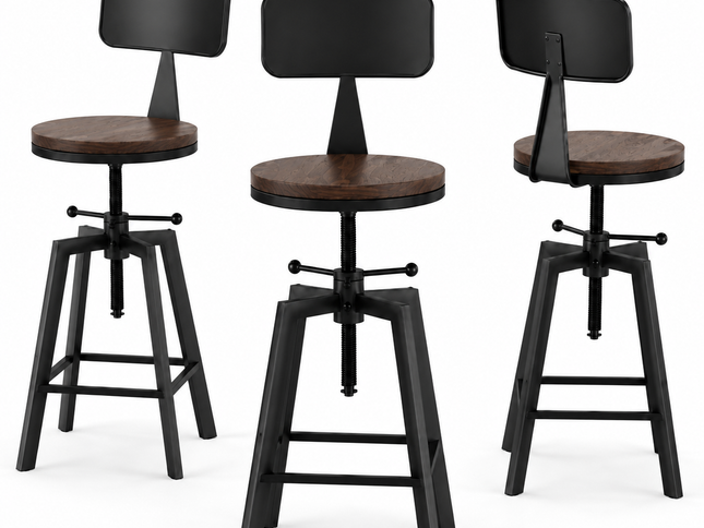 Artiss 3x Bar Stool Swivel Industrial Counter Barstools 63-79cm Seat Height Adjustable Metal Legs