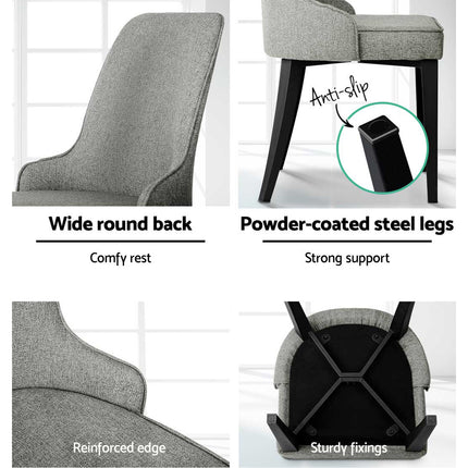 Artiss Dining Chairs Set of 4 Linen Fabric Grey