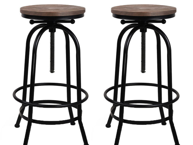 Artiss 2x Bar Stools Adjustable Wood Chairs