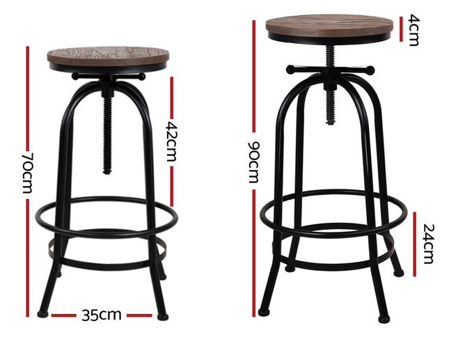 Artiss 2x Bar Stools Adjustable Wood Chairs