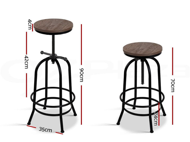 Artiss 3x Bar Stool Backless Swivel Counter Barstools 70-90cm Seat Height Adjustable Industrial