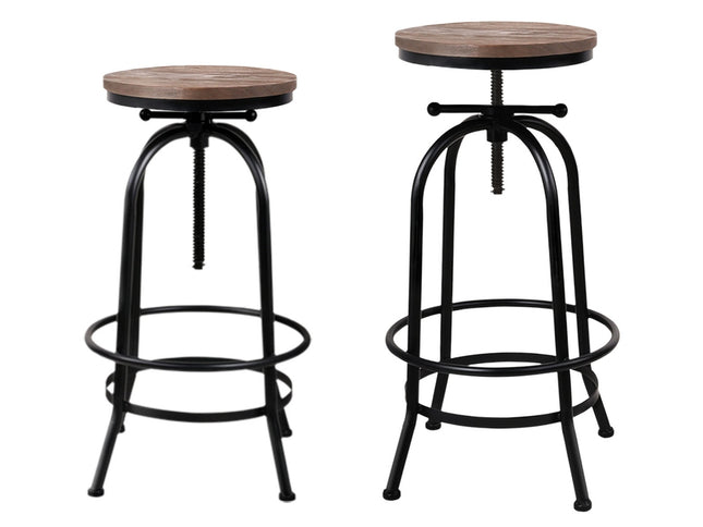 Artiss 4x Bar Stools Kitchen Dining Chairs Adjustable Wooden Vintage Stool