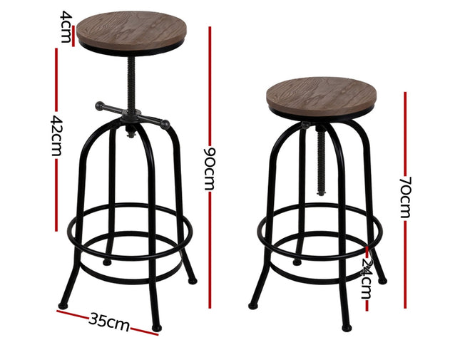 Artiss 4x Bar Stools Kitchen Dining Chairs Adjustable Wooden Vintage Stool