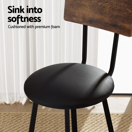 Artiss 2X Industrial Bar Stools Upholstered Counter Chairs Steel Frame Anti-Scratch