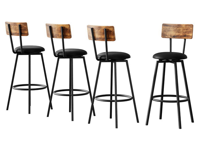 Artiss 4X Industrial Bar Stools Upholstered Counter Chairs Steel Frame Anti-Scratch