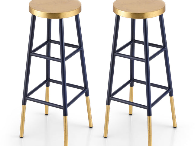 Artiss 2x Bar Stools Metal Gold Navy