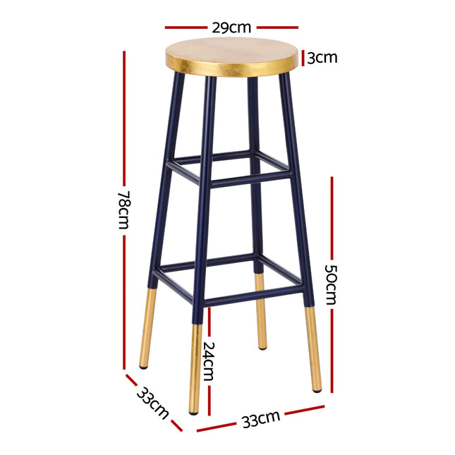 Artiss 2x Bar Stools Metal Gold Navy