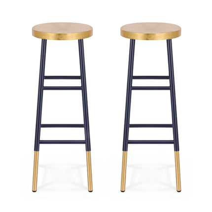 Artiss 2x Bar Stools Metal Gold Navy