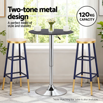 Artiss 2x Bar Stools Metal Gold Navy