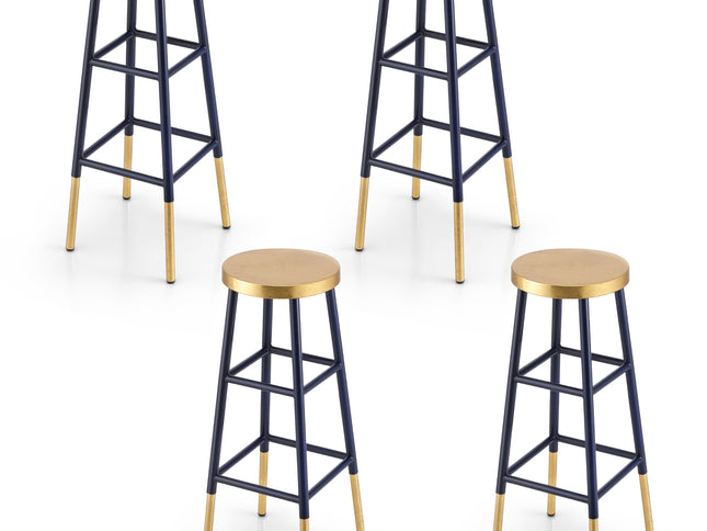 Artiss 4x Bar Stools Metal Gold Navy