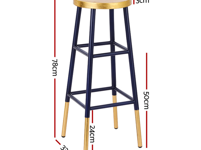 Artiss 4x Bar Stools Metal Gold Navy