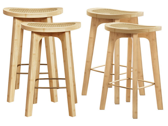 Artiss 4x Bar Stools Bamboo Rattan Stool Counter Chair Kitchen Barstools