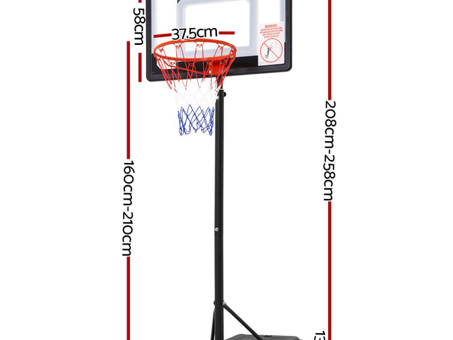 Everfit 2.1M Basketball Hoop Stand System Adjustable Portable Pro Kids Clear