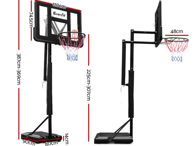 Everfit 3.05M Basketball Hoop Stand System Adjustable Height Portable Pro Black