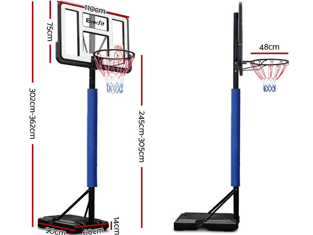 Everfit 3.05M Basketball Hoop Stand System Adjustable Height Portable Pro Blue