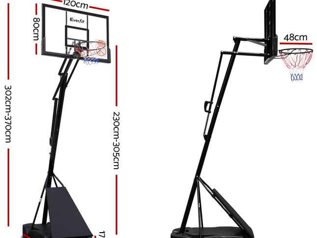 Everfit 3.05M Basketball Hoop Stand System Adjustable Height Portable Black Pro
