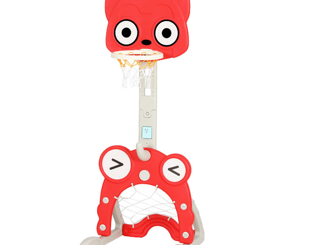 Keezi Kids Basketball Hoop Stand Adjustable 5-in-1 Sports Center Toys Set Red