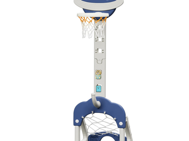 Keezi Kids Basketball Hoop Stand Adjustable 6-in-1 Sports Center Toys Set Blue