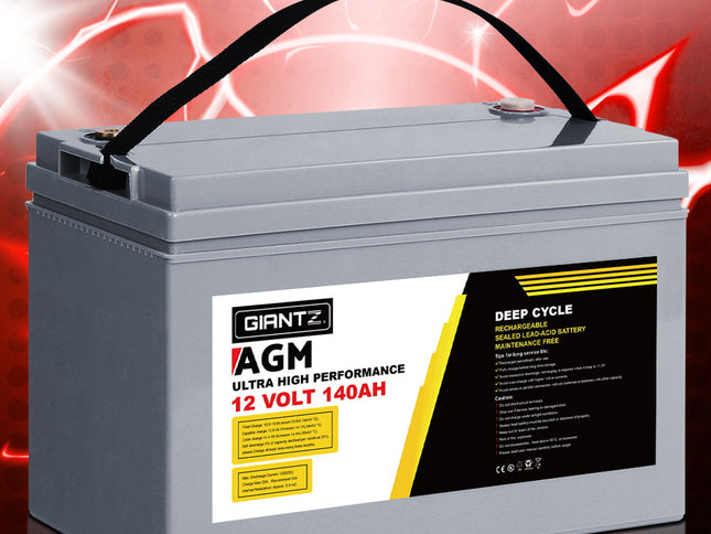 Giantz AGM Deep Cycle Battery 12V 140Ah Box Portable Solar Caravan Camping