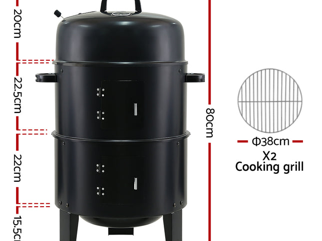 Grillz BBQ Grill 3-In-1 Charcoal Smoker