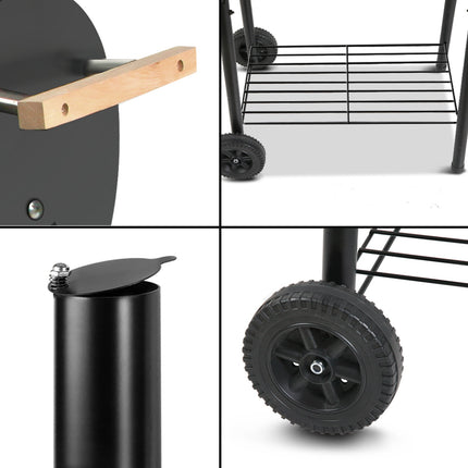 Grillz BBQ Grill 2-In-1 Offset Charcoal Smoker